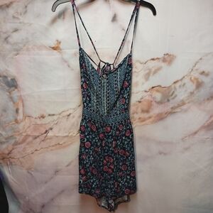 Hollister Blue and Pink Floral Jumpsuit